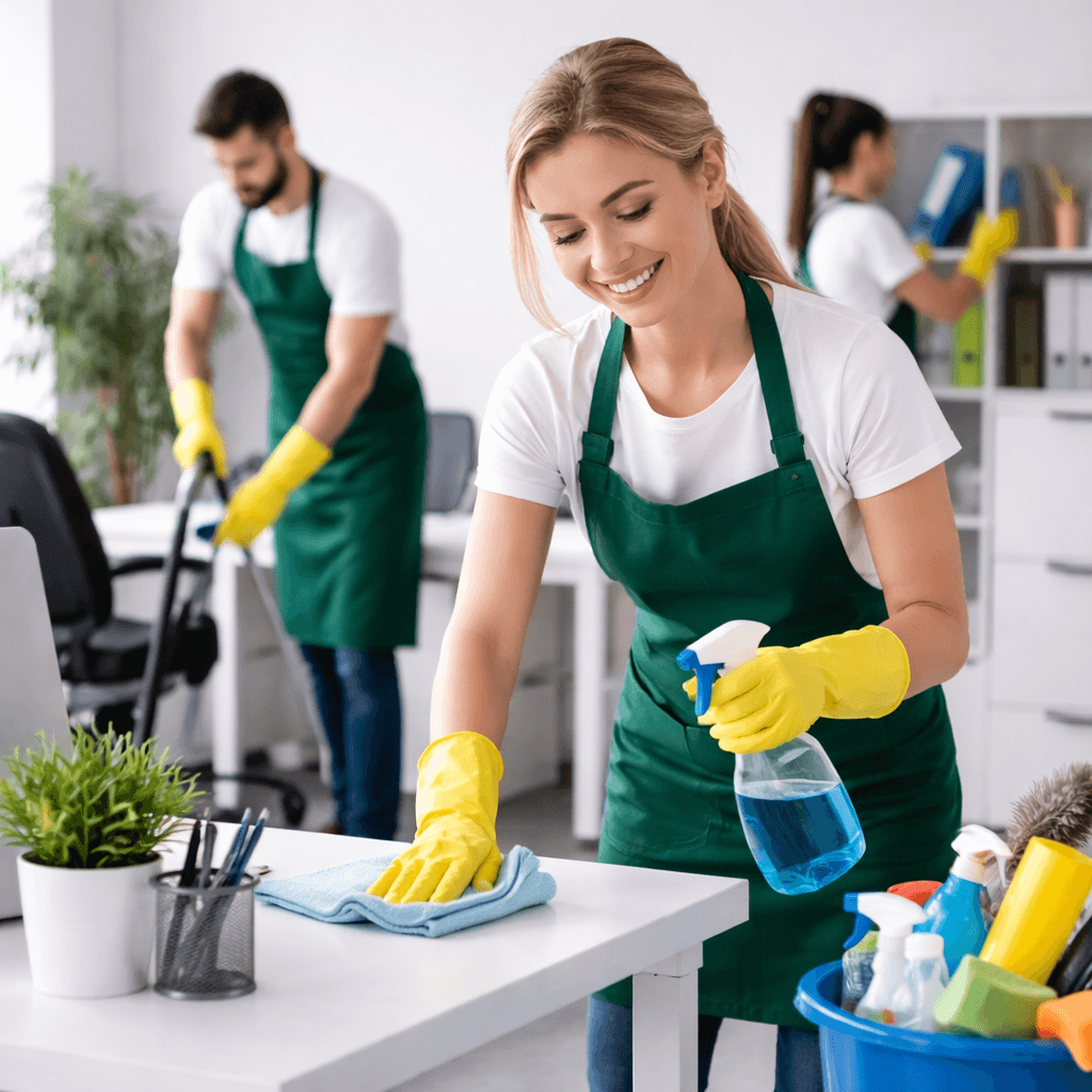 Reinigungsteam reinigt Büroräume im Landkreis Cham